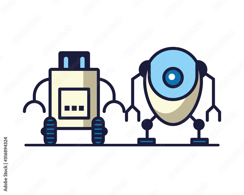 couple of robots technology icons