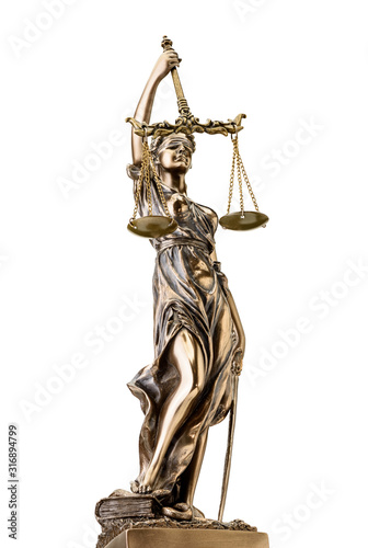 Statue of justice isolated on white background