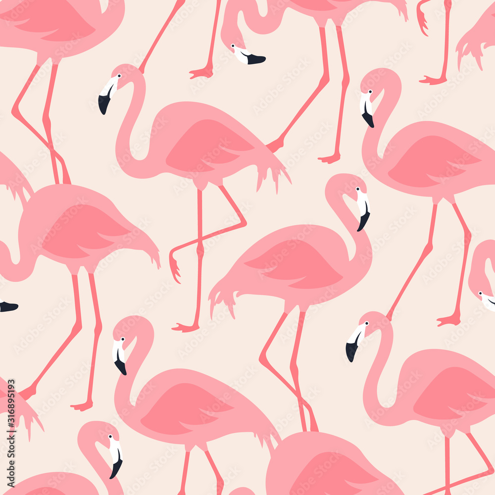 Fototapeta premium Vector seamless pattern with flamingos