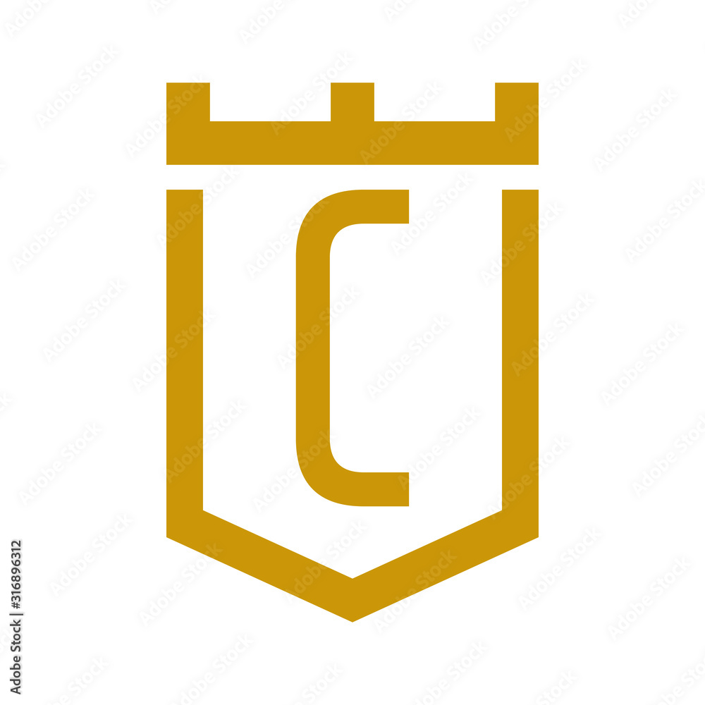 letter logo inside castle emblem