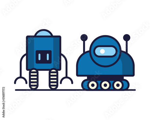 couple of robots technology icons
