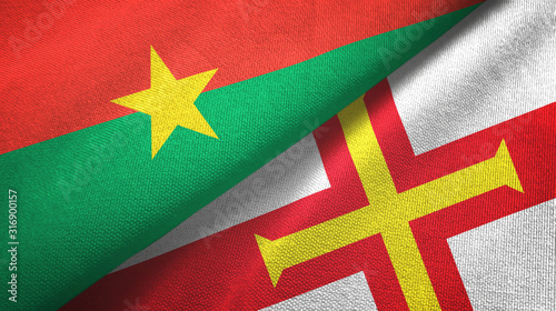Burkina Faso and Guernsey two flags textile cloth, fabric texture