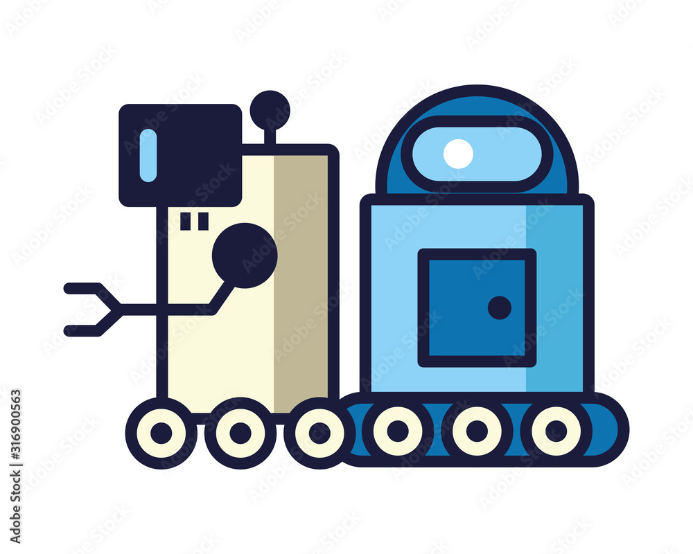 couple of robots technology icons couple of robots technology icons