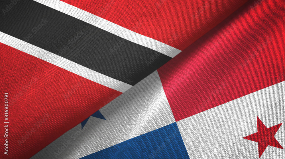 Trinidad and Tobago and Panama two flags textile cloth, fabric texture Trinidad and Tobago and Panama two flags textile cloth, fabric texture