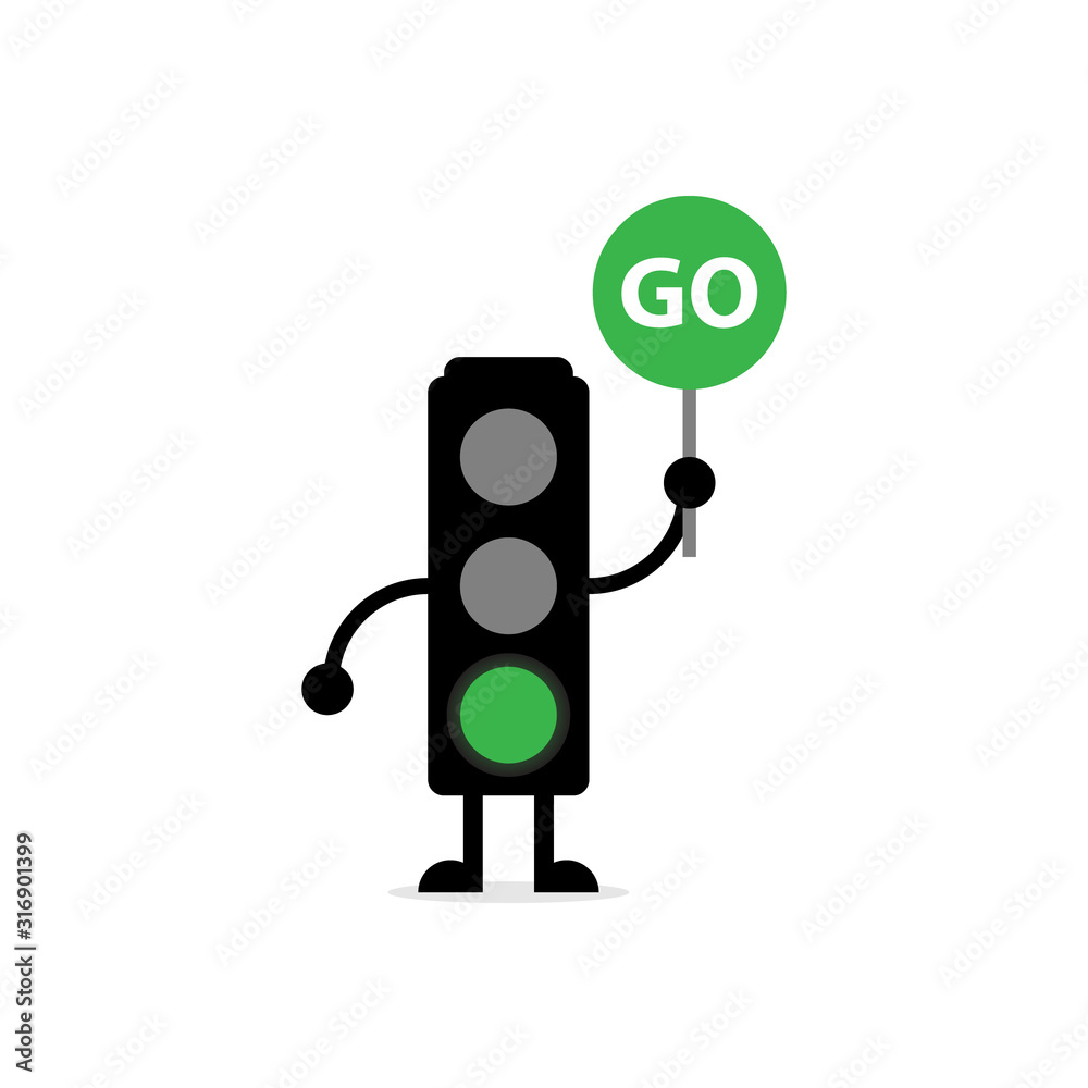 folkeafstemning Koncentration opdragelse illustration vector graphic of a traffic light that is holding a sign that  reads GO with
