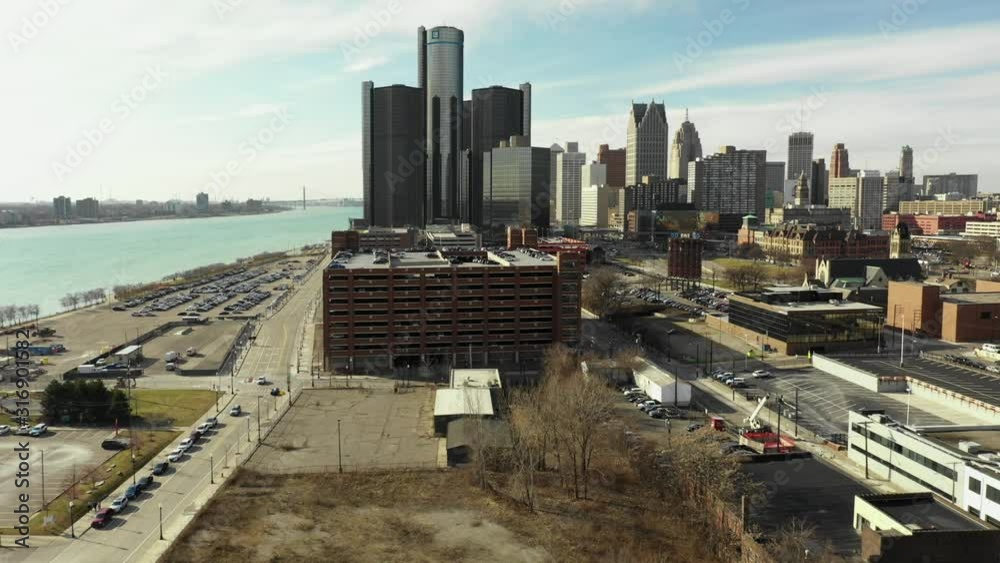 Aerial video Downtown Detroit Michigan USA 4k Aerial video Downtown Detroit Michigan USA 4k