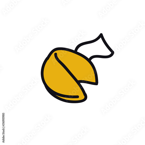 chinese fortune cookie doodle icon, vector illustration