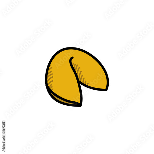 chinese fortune cookie doodle icon, vector illustration