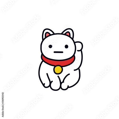 maneki neko doodle icon, vector illustration