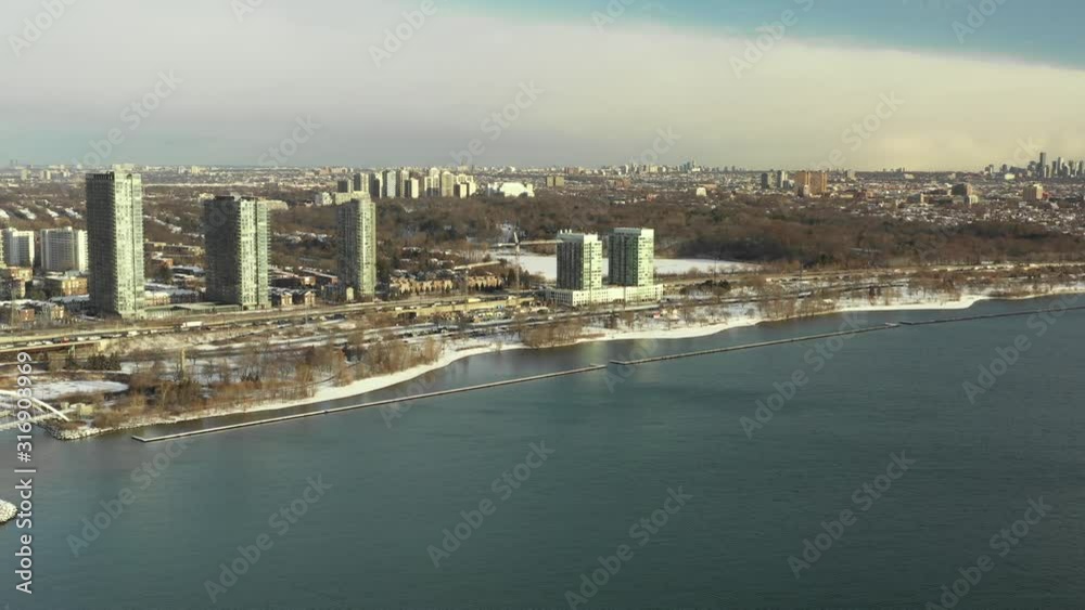 Aerial approach Toronto Canada in the winter Aerial approach Toronto Canada in the winter