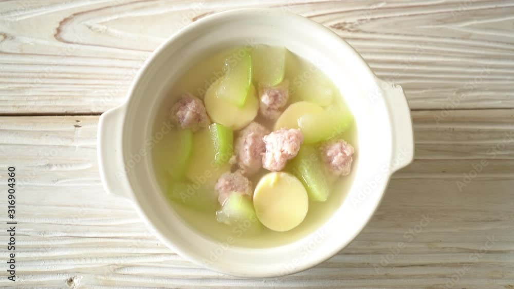 winter melon soup with minced pork and egg tofu winter melon soup with minced pork and egg tofu