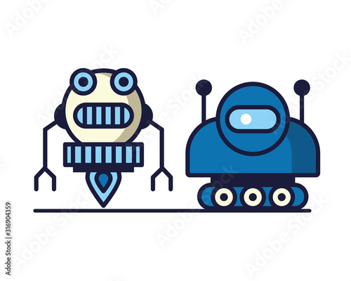 couple of robots technology icons