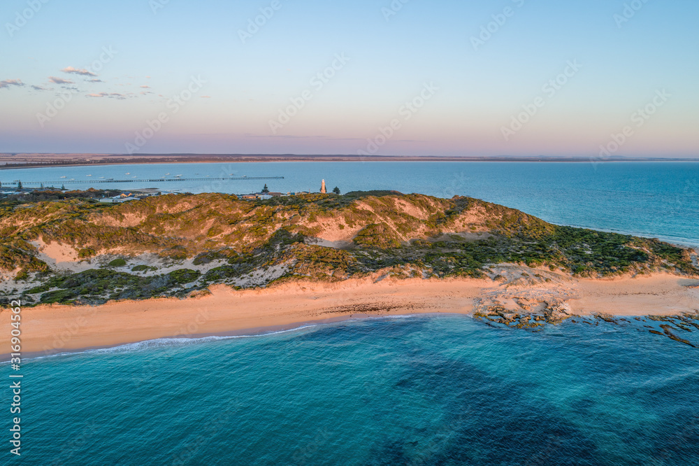 Cape Martin Lighthouse at dusk - aerial view