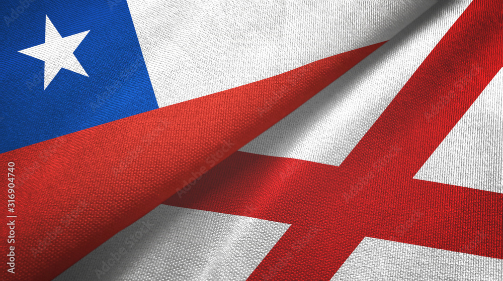 Chile and Northern Ireland two flags textile cloth, fabric texture Chile and Northern Ireland two flags textile cloth, fabric texture