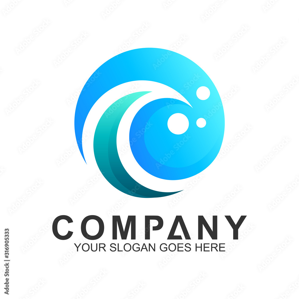 Wave Letter C Logo In Circle Shape, Ocean Logo, Flow Waves Logo Stock ...