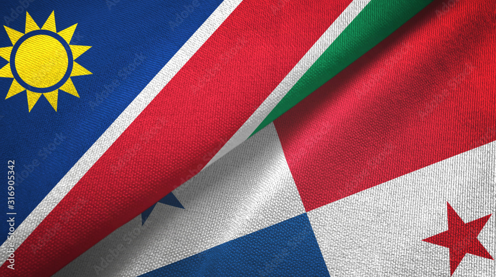 Namibia and Panama two flags textile cloth, fabric texture Namibia and Panama two flags textile cloth, fabric texture