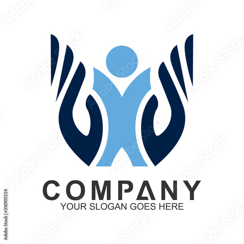 People Care Logo,Kid In Hand Shape, We Care Logo,Family Logo