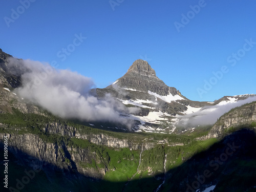 summer morning view of mount clements at glacier national park
