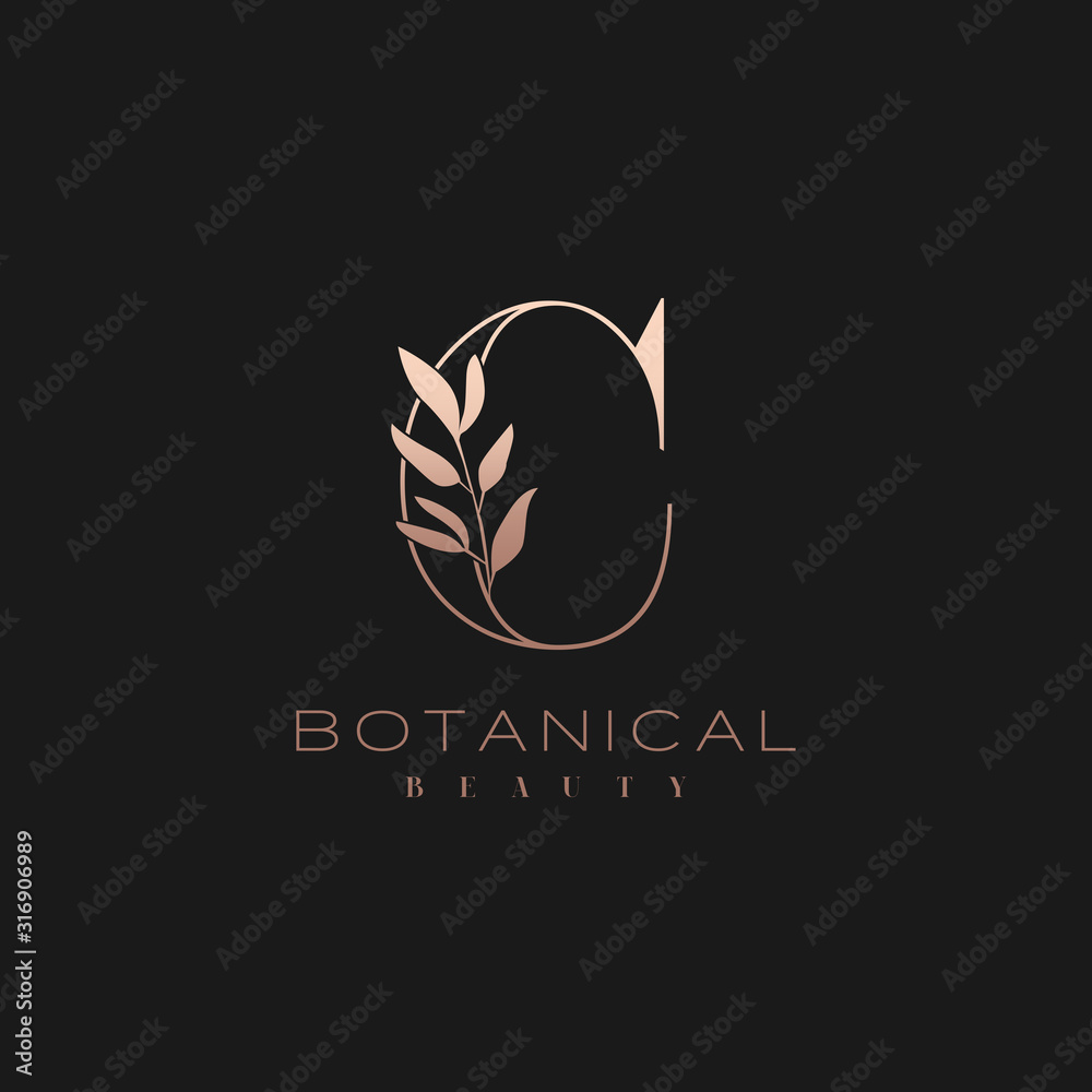 Letter C Botanical Elegant Minimalist Signature Logo