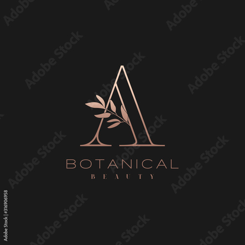 Letter A Botanical Elegant Minimalist Signature Logo