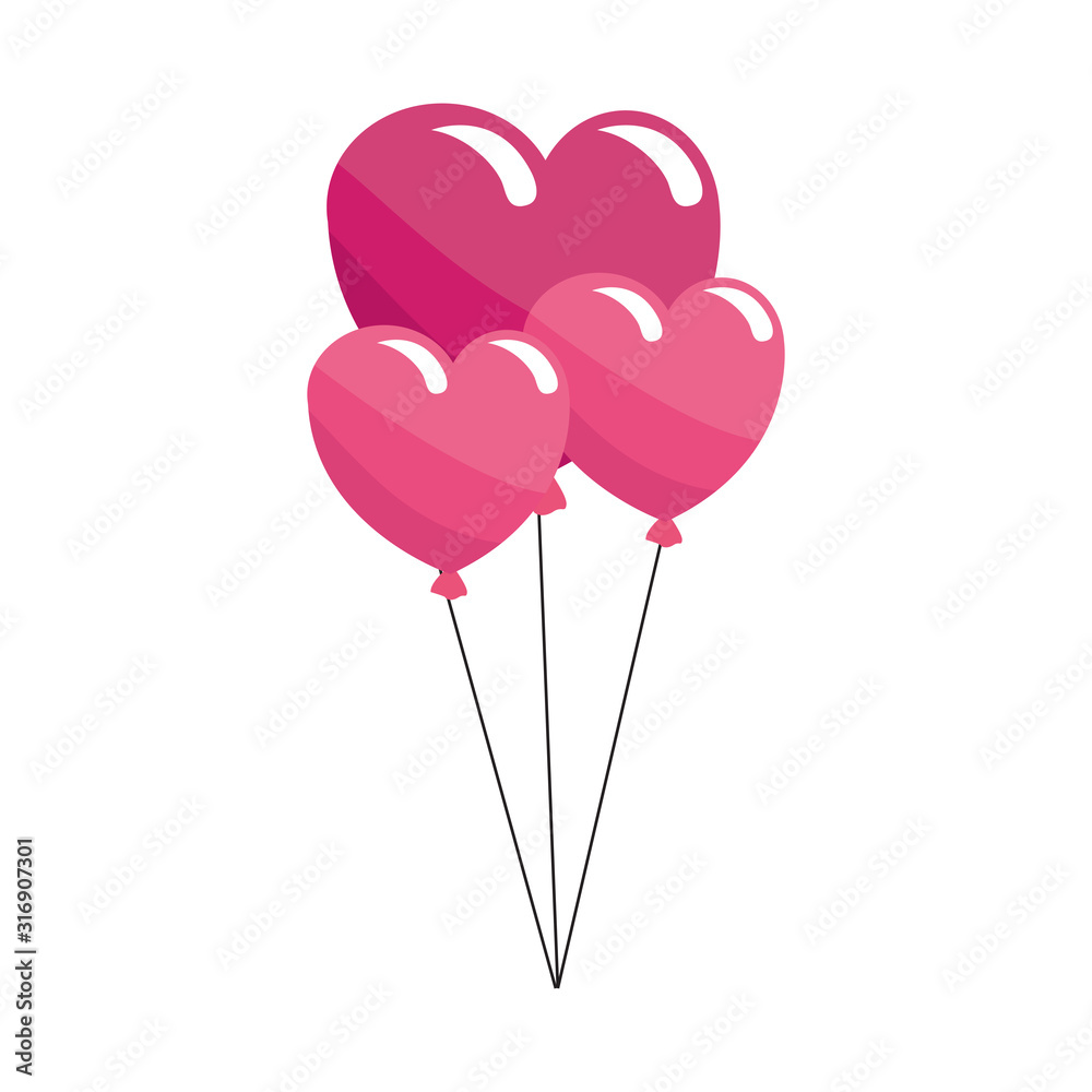 hearts balloons icon, colorful design