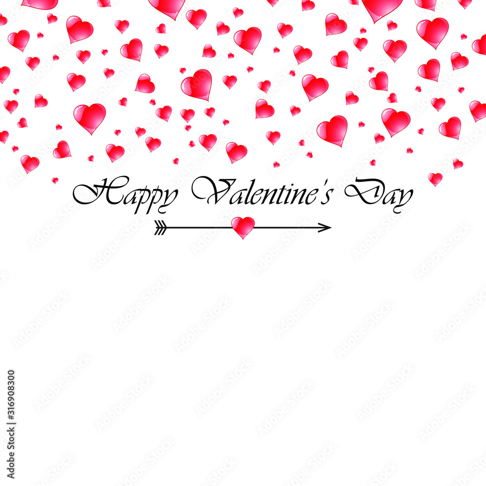 Valentines Day black text, red hearts, white background. Isolated. Design elements for prints, web pages, invitation, gift and greetings card, banners and templates Valentines Day black text, red hearts, white background. Isolated. Design elements for prints, web pages, invitation, gift and greetings card, banners and templates