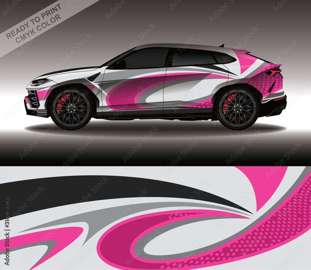 Car wrap decal design vector, custom livery race rally car vehicle sticker and tinting.