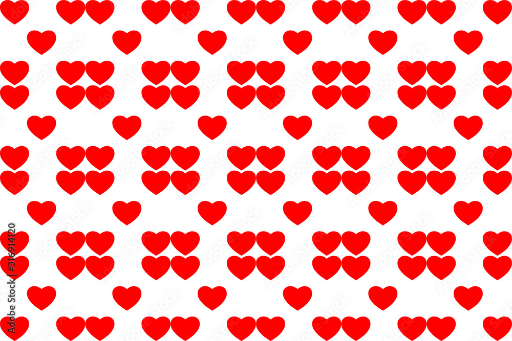 Seamless pattern image of red hearts on white background. Seamless pattern image of red hearts on white background.