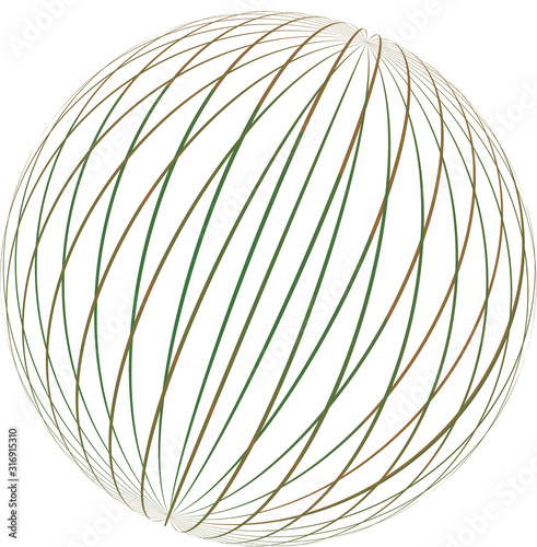 Green & Gold Wire Sphere Illustration