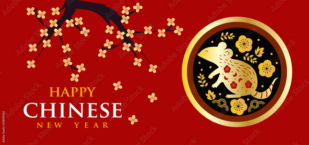 Happy Chinese New Year 2020 year of the pig paper cut style.