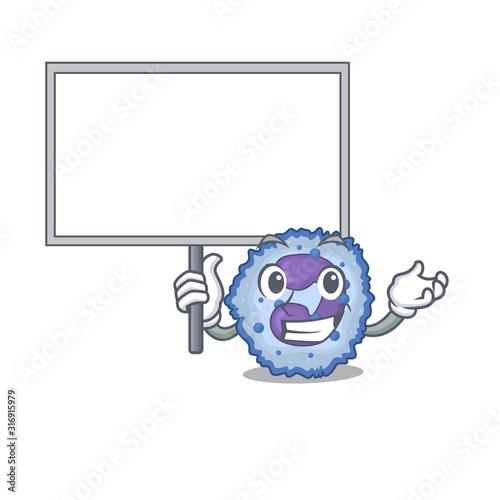 A cute picture of basophil cell cute cartoon character bring a board