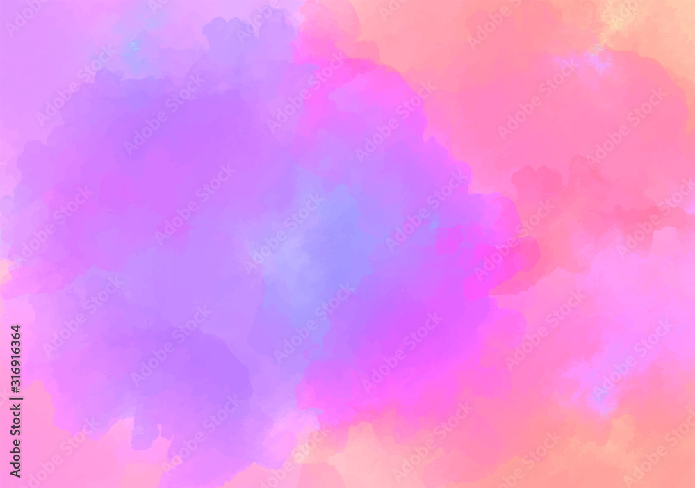 Creative artistic Violet pink background. Watercolor purple peach vector background of clouds with a gap.