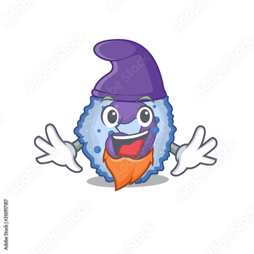 Funny basophil cell cartoon mascot performed as an Elf