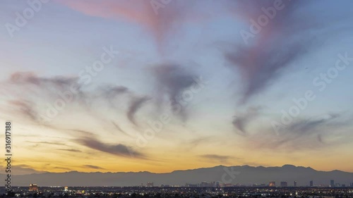 Sunset timelapse of the famous Las Vegas Strip skyline