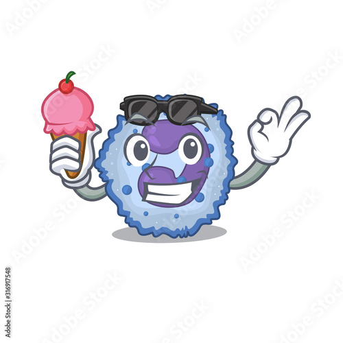 Basophil cell mascot cartoon design with ice cream