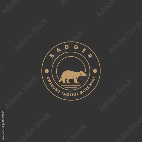 Vector Logo Illustration Badger Vintage Badge