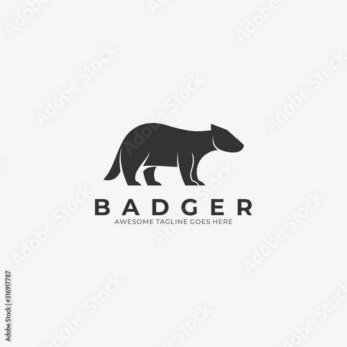 Vector Logo Illustration Badger Wildly Silhouette