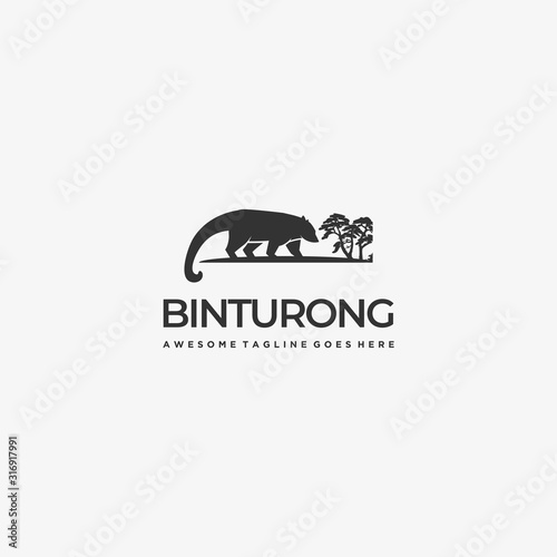 Vector Logo Illustration Malay Civet Cat Silhouette