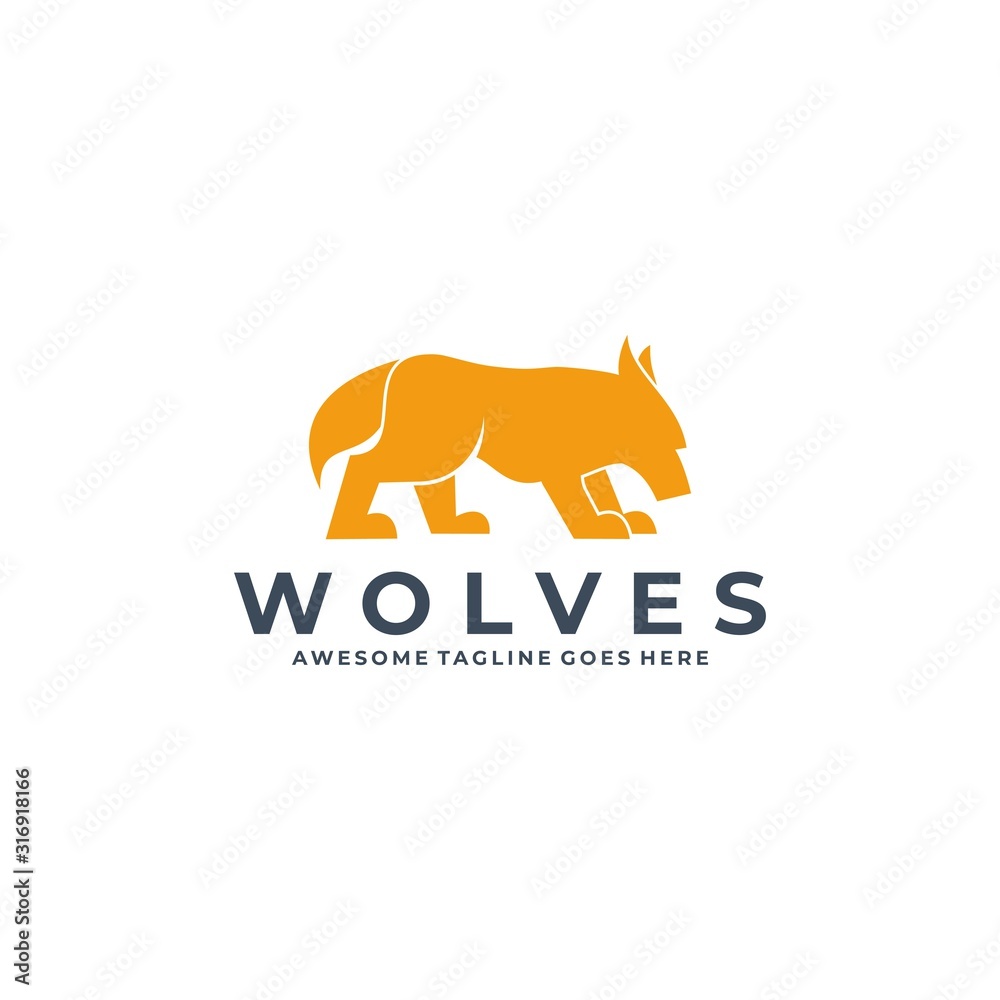 Vector Logo Illustration Wild Wolves Silhouette