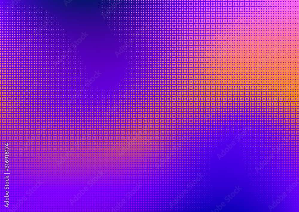 紫色のドットのハーフトーングラデーションデジタル背景
