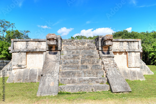 Platform of Eagles and Jaguars at Chichen Itza in the Yucatan Peninsula of Mexico