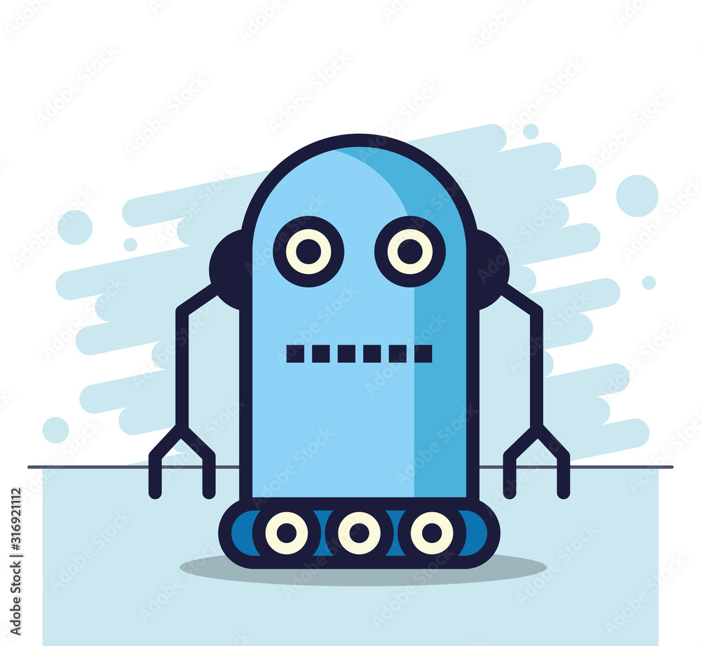 robot with wheel technology icon