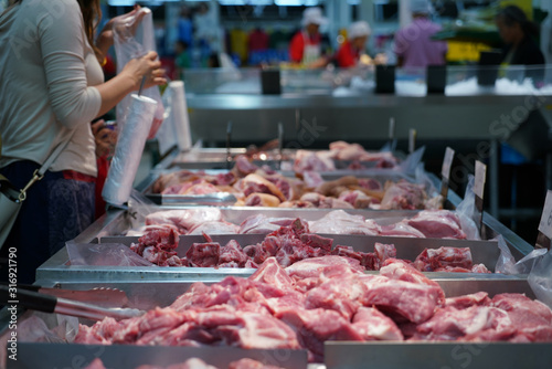 Food market sell variety of fresh meat.