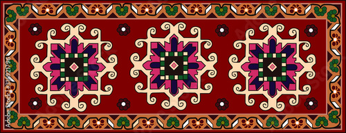 Persian carpet original design, tribal vector texture. Easy to edit and change a few colors by swatch window.