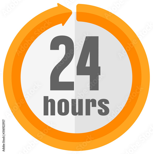 Timer, clock vector color icon illustration ( 24 hours )