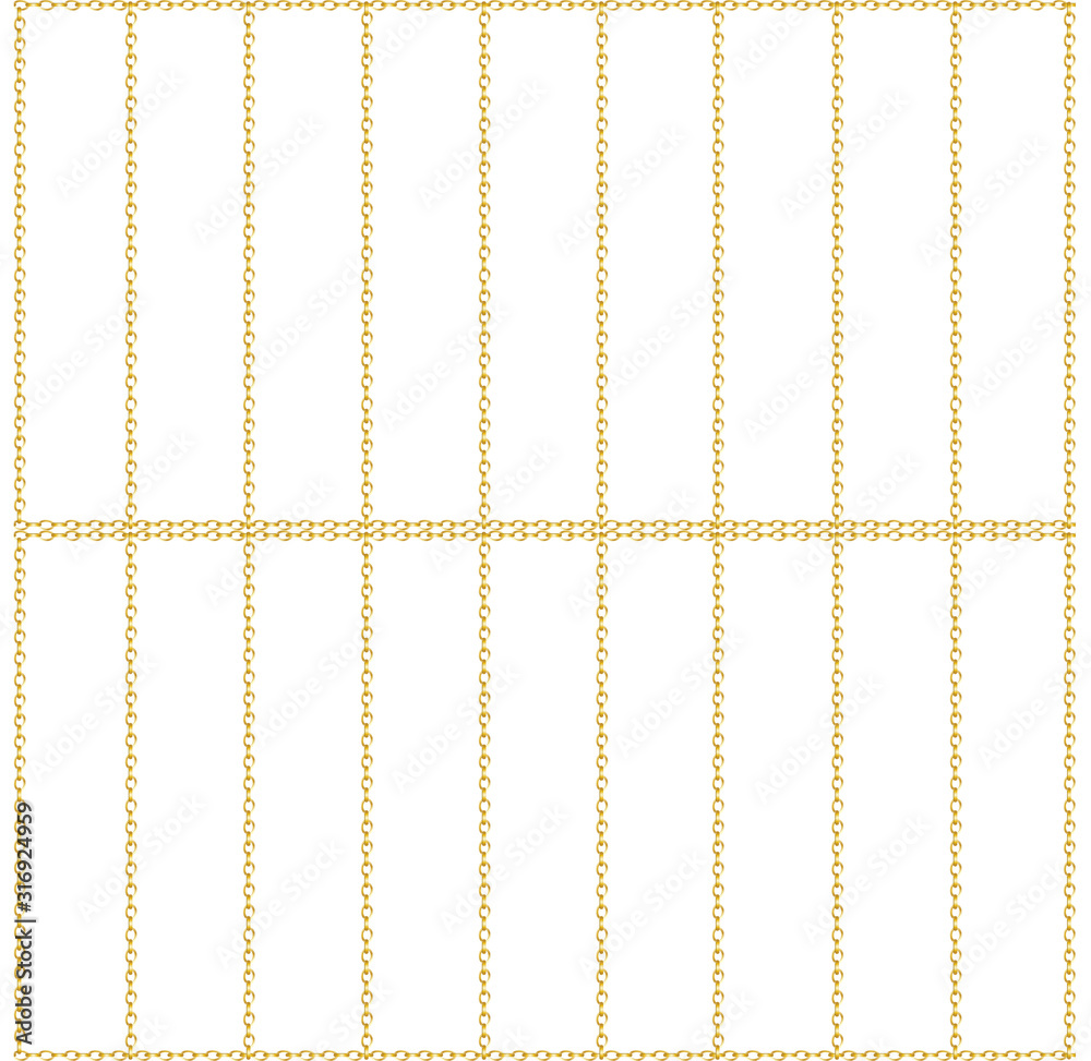Cells seamless pattern. Golden chain fence. Golden cage