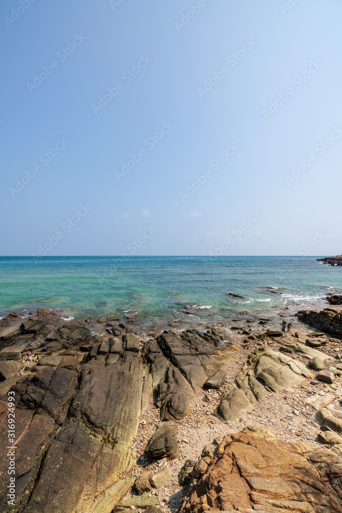 beautiful blue sky tropical coast beach paradise ocean summer sea at PP Island, Krabi,  Phuket, Thailand. guiding plan idea for backpacker go relax and rest on long weekend to see sunset and sunrise 