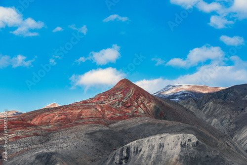 View of the beautiful striped red mountain