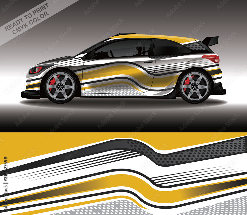 Fototapeta premium Car wrap decal design vector, custom livery race rally car vehicle sticker and tinting.
