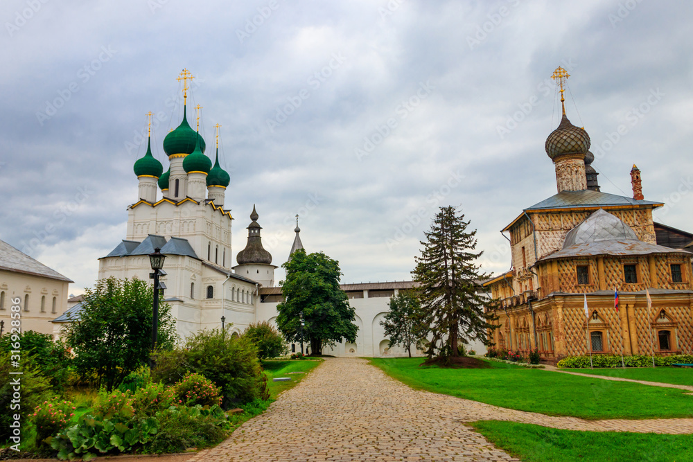 Architectural ensemble of the Rostov Kremlin in Rostov Veliky, Russia. Golden ring of Russia